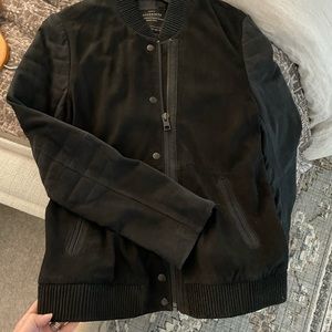 All Saints Suede Bomber Jacket